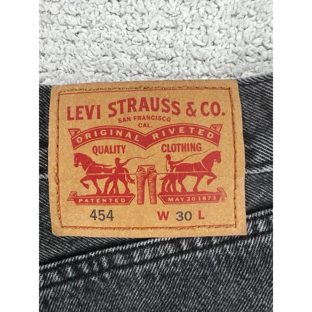 Vintage Levi's Shorts Mens 30 454 Washed Black Denim Jorts 100% Cotton 90s EUC